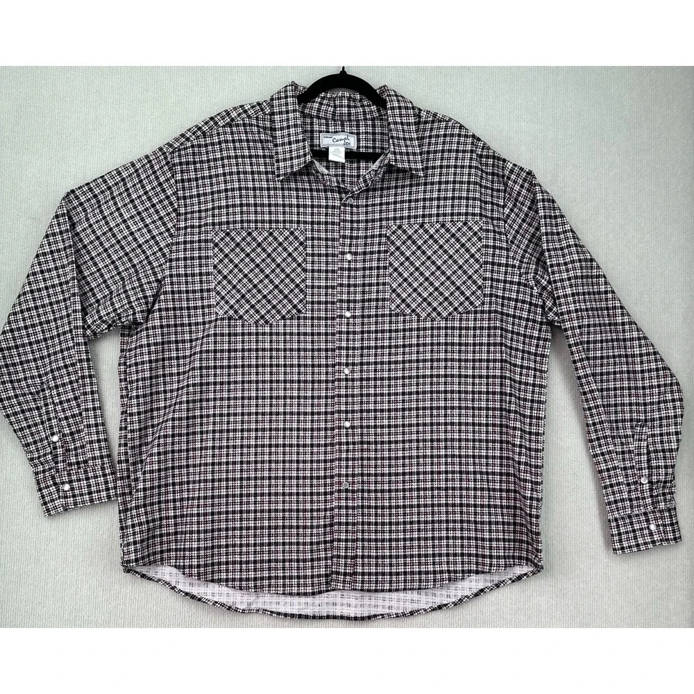 Vintage Haband Casual Joe Men's XL Plaid Pearl Snap Western Shirt Cotton 0434